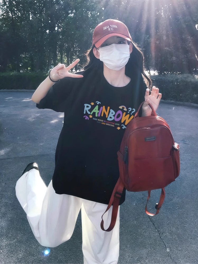 Korean chic2025 summer new short-sleeved T-shirt for women Japanese and Korean trendy printed tops for women\Not changing