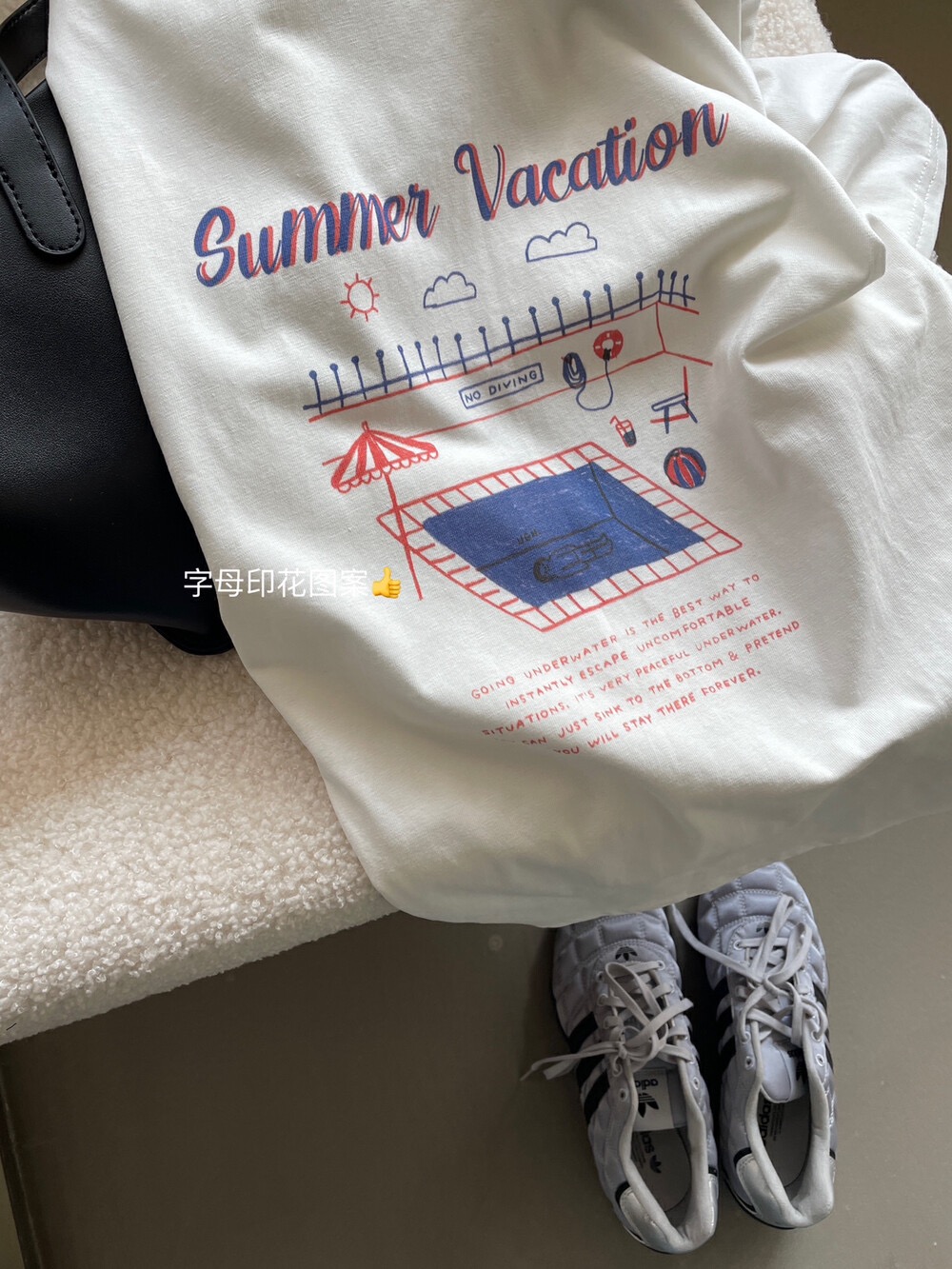 200g combed and tight spun in 2025, pure cotton back bag strip, spring and summer loose shoulder printed short-sleeved T-shirt