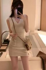 2025 spring and summer new style Xiaoxiangxiang Fujia Nuanjin Vest Dress Knitted Short Skirt Wool Knitted Skirt
