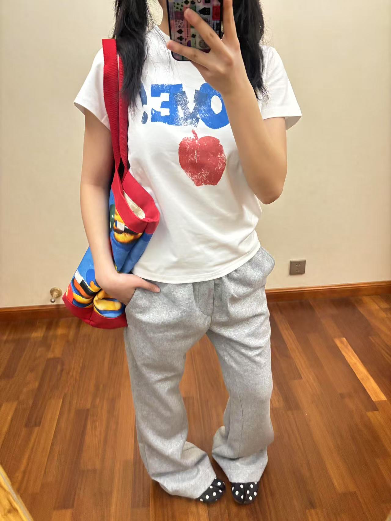 200g combed and tight-fitting sprinkler, pure cotton backpack, spring and summer loose shoulder printed short-sleeved T-shirt