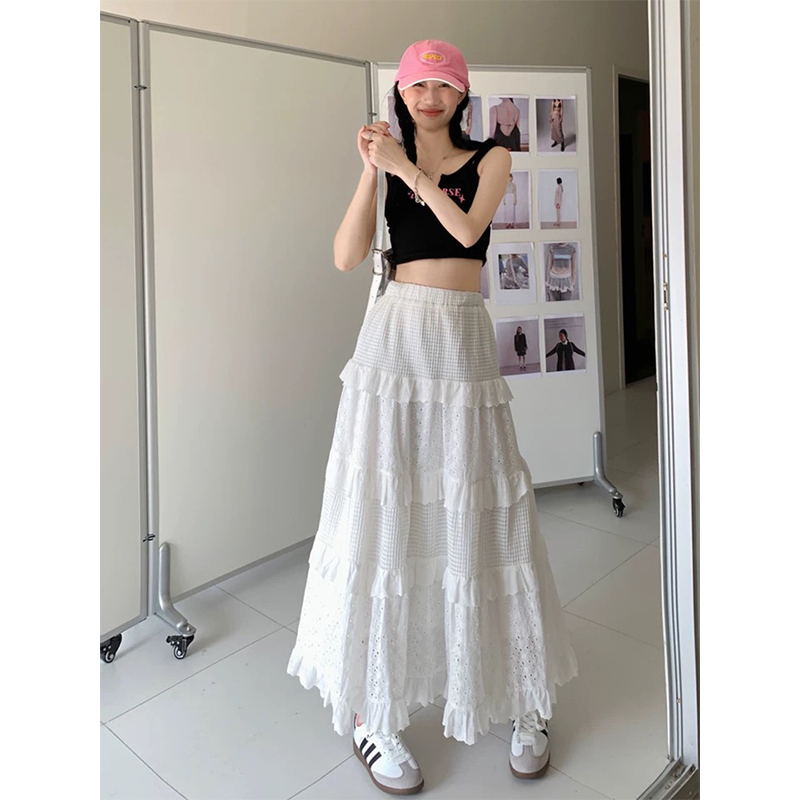 Tmall quality gentle white skirt for women in spring new A-line skirt lace cake skirt small skirt
