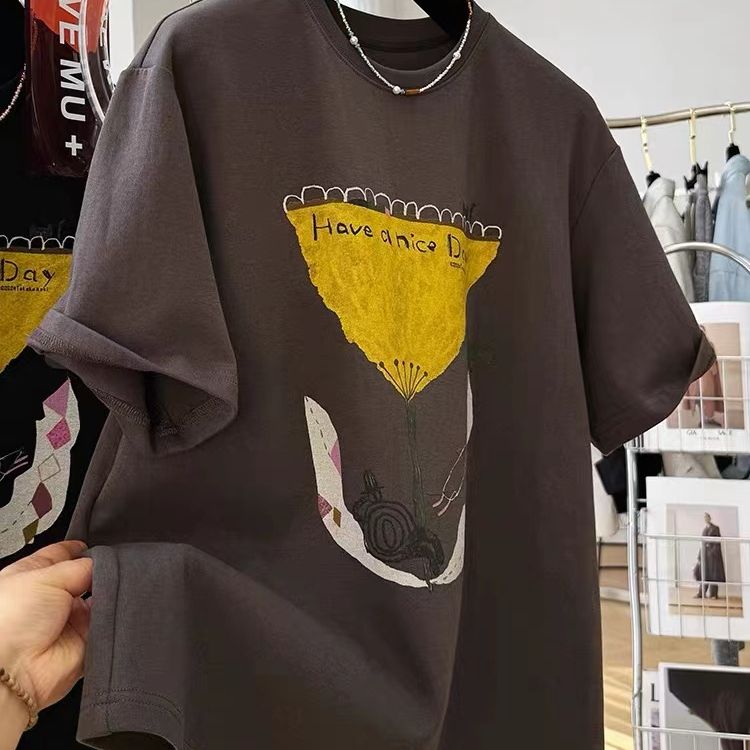 韓版印花短袖T恤女春夏疊穿內搭打底衫超好看上衣