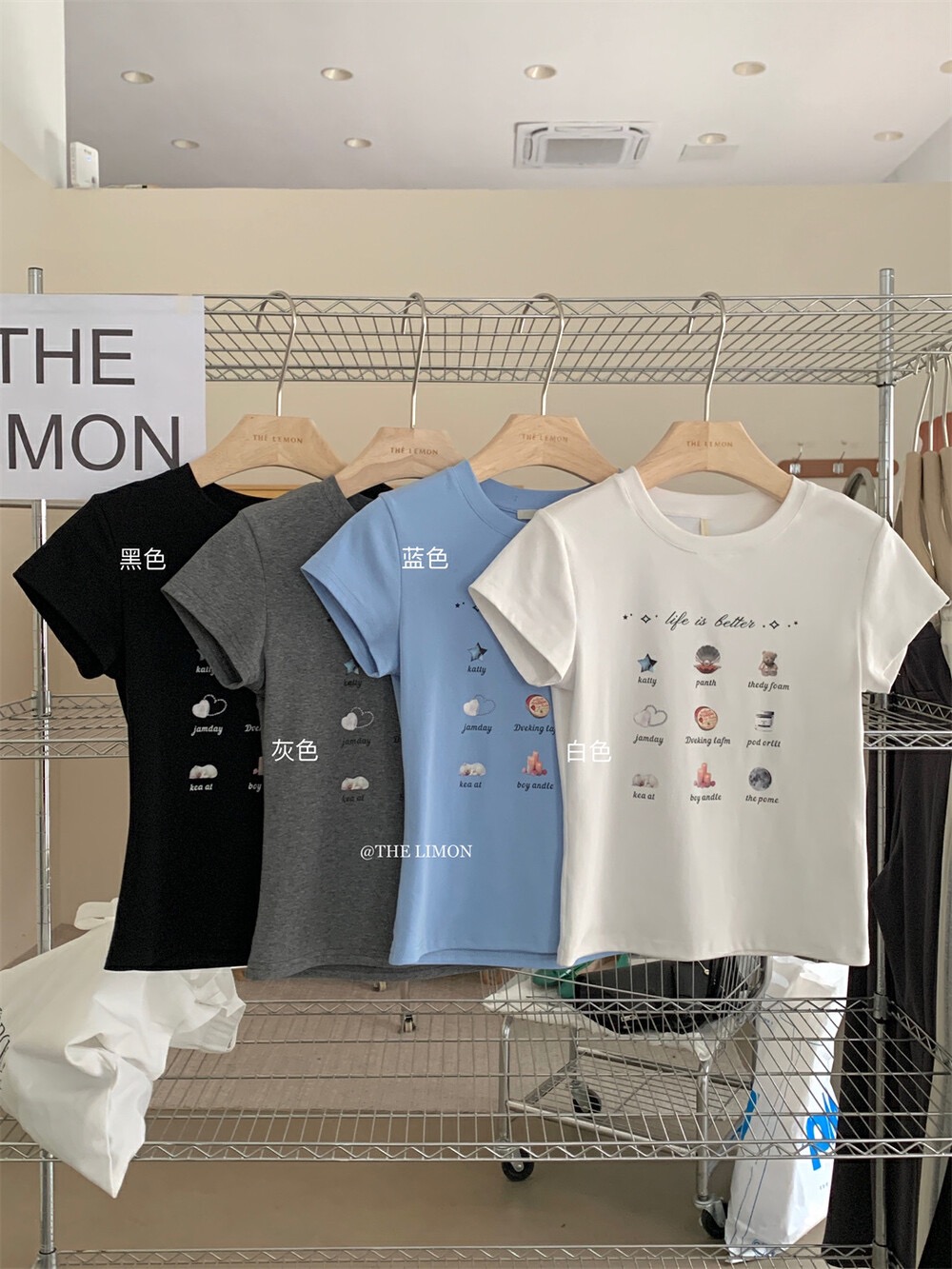 Printed front shoulder short-sleeved T-shirt for women in summer new niche American pure cotton slim T-shirt top