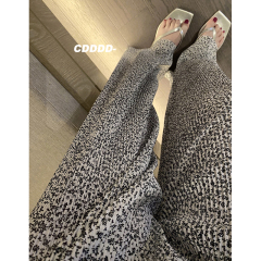 Pleated pants, ice silk cool pants for women, summer thin high waist drooping wide-leg casual floor-moving trousers