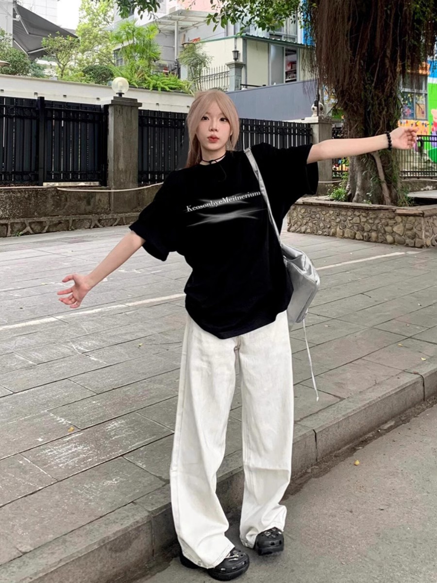 Korean chic2025 summer new short-sleeved T-shirt for women Japanese and Korean trendy printed tops for women\Not changing
