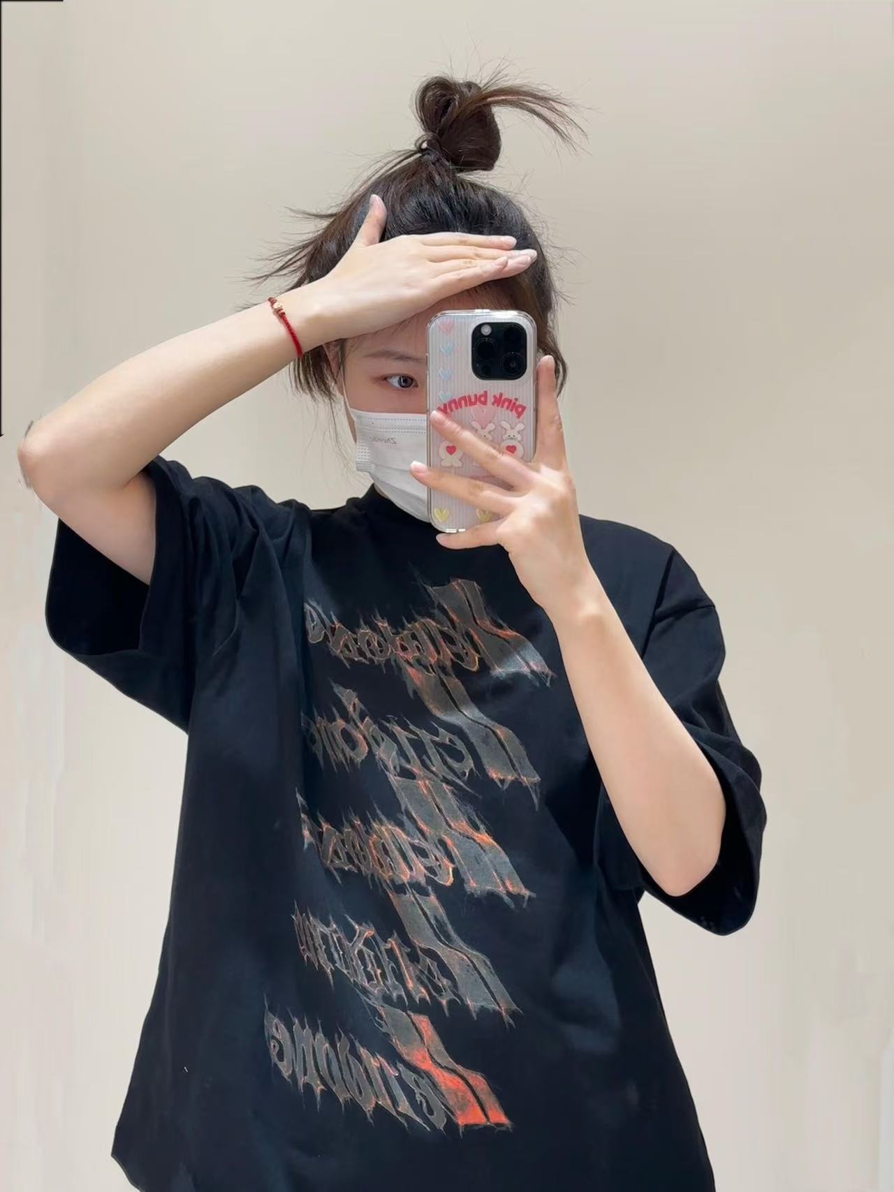 200g combed and tight-fitting sprinkler, pure cotton backpack, spring and summer loose shoulder printed short-sleeved T-shirt