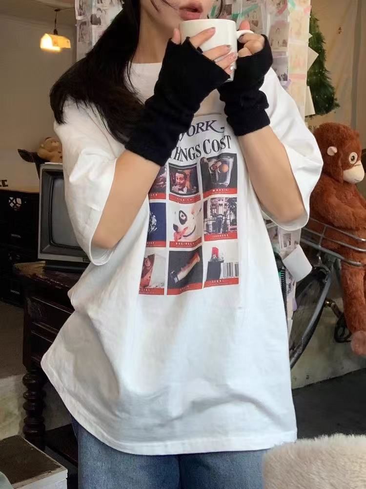 韓系可甜可咸慵懶風寬鬆設計感百搭上衣