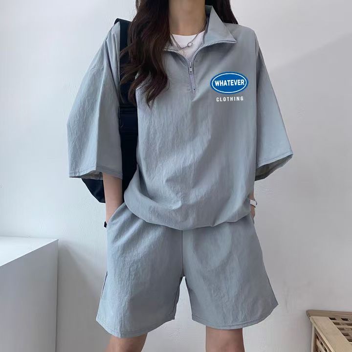 Ladies' Summer 2025 New Short-Sleeve Shorts Set School Style Cute Girls Running Two-Piece Set