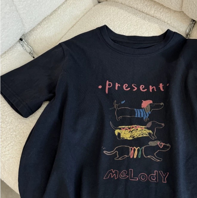 200g combed and tight spun in 2025, pure cotton back bag strip, spring and summer loose shoulder printed short-sleeved T-shirt