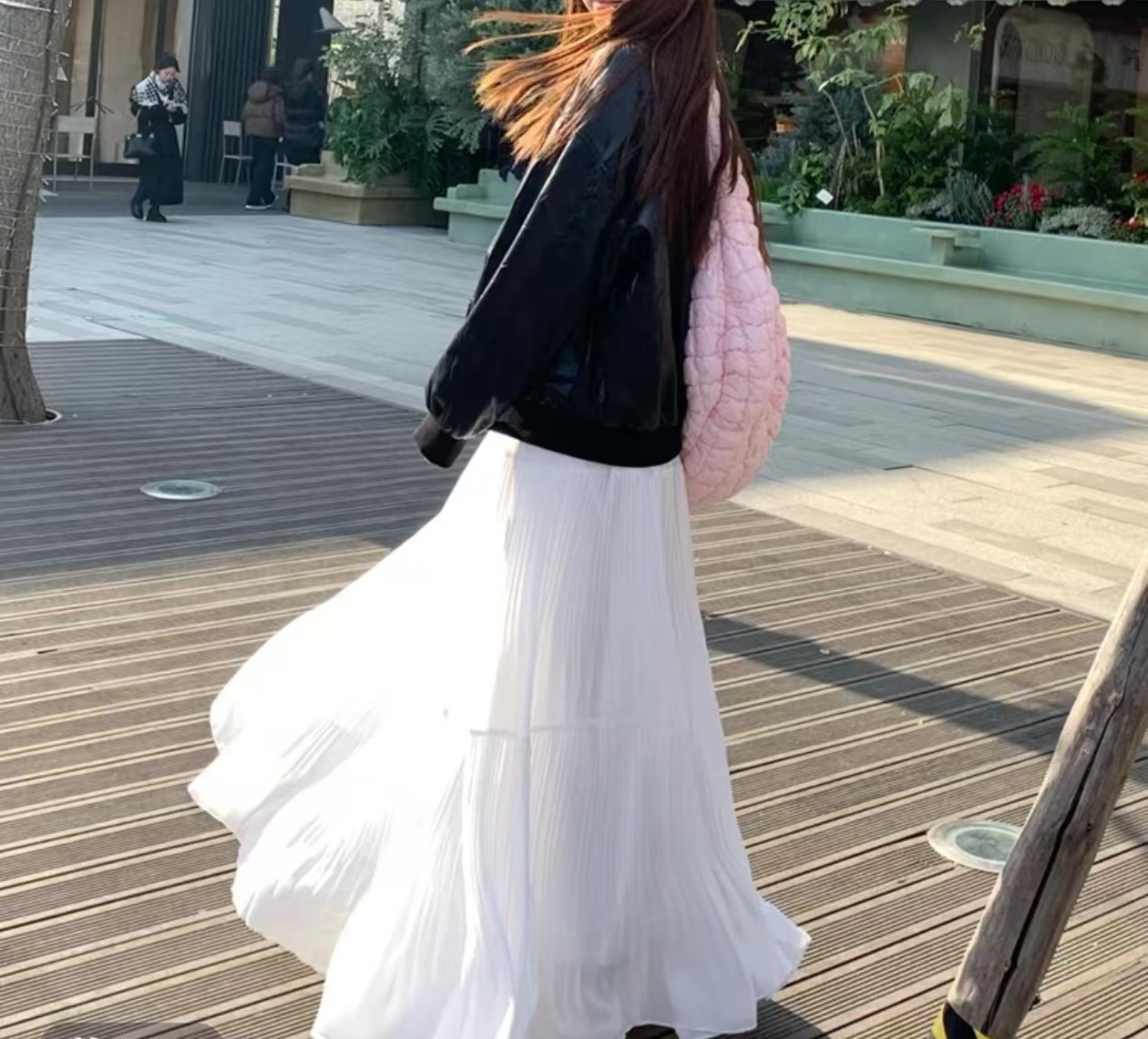 Spring and summer skirt purple high waist A-line cake skirt gentle style design sense large mid-length skirt