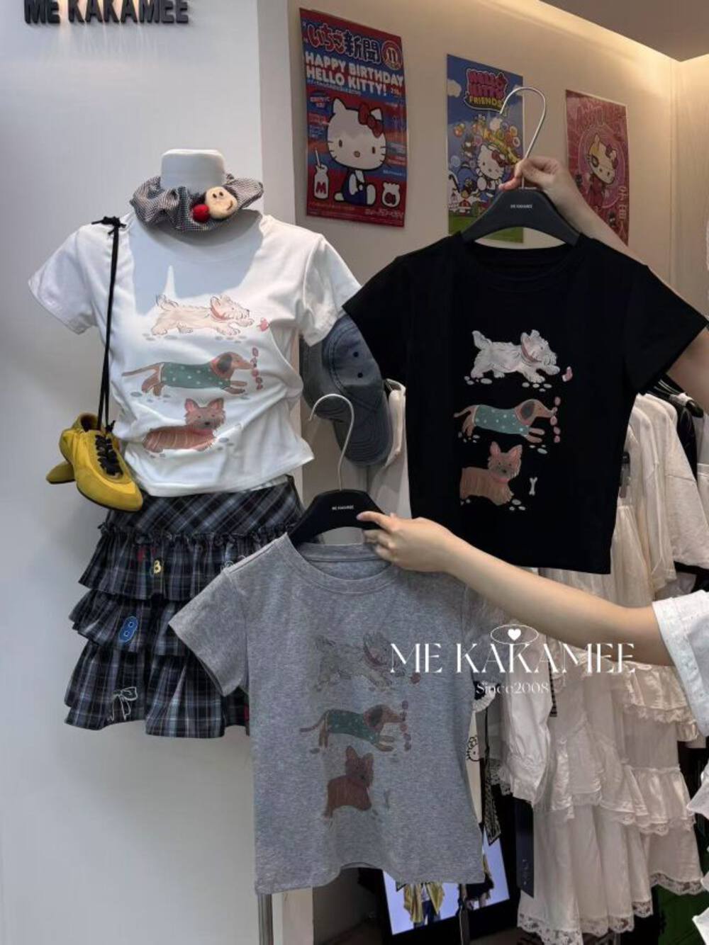 Printed front shoulder short-sleeved T-shirt for women in summer new niche American pure cotton slim T-shirt top