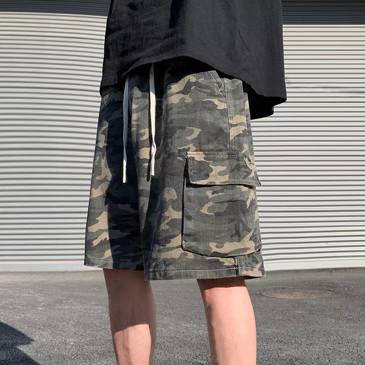 Official photo, cotton watermark, retro work shorts, camouflage five-point pants