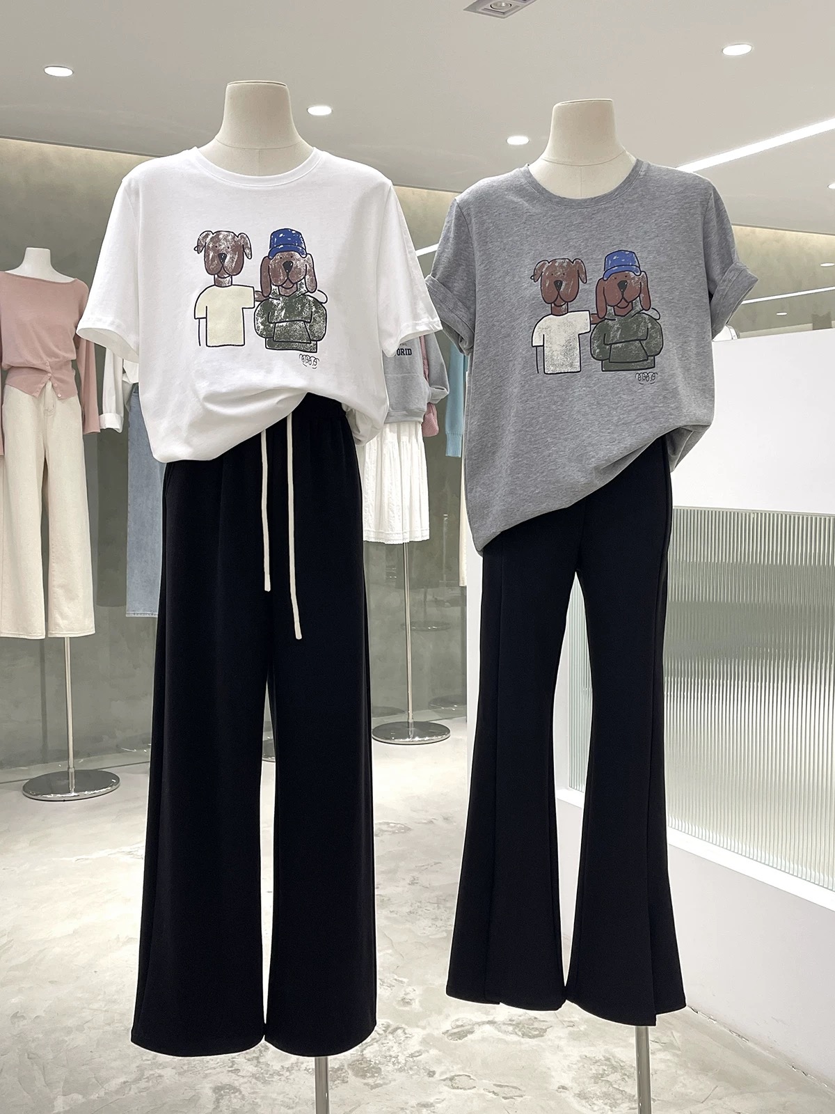 200g combed and tight-fitting sprinkler, pure cotton backpack, spring and summer loose shoulder printed short-sleeved T-shirt