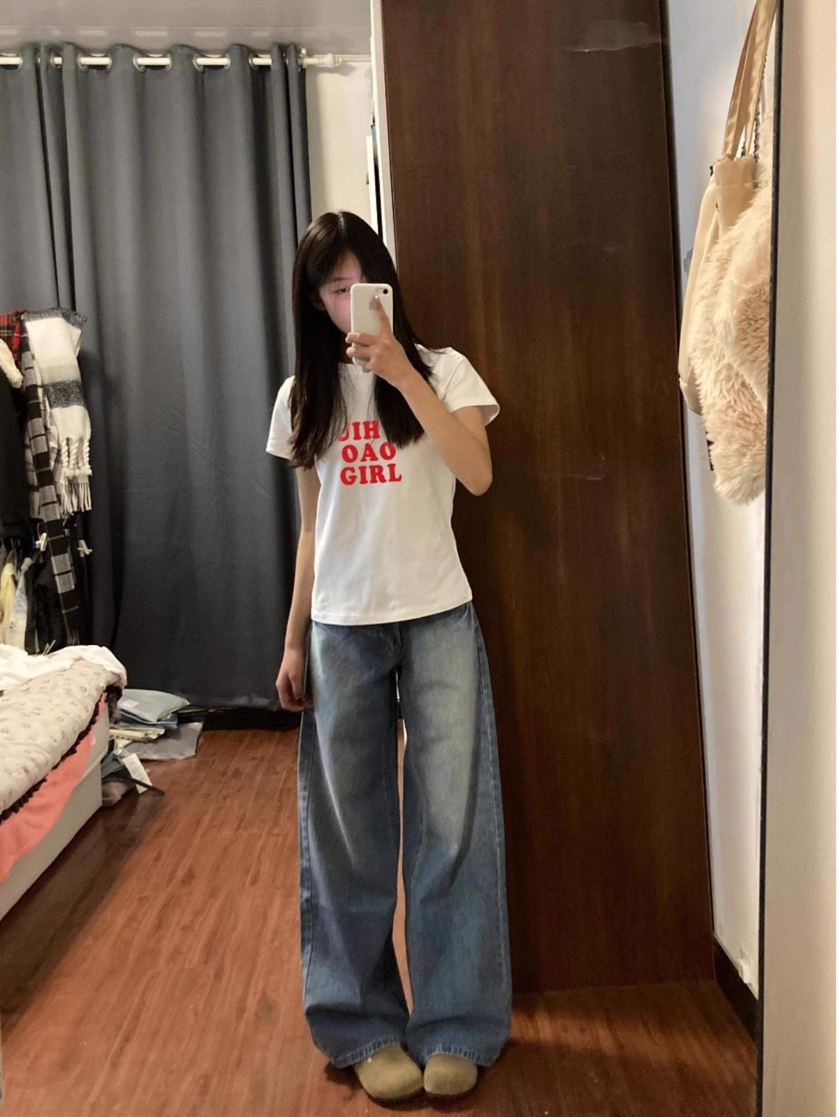 2025 printed front shoulder short-sleeved T-shirt for women in summer new niche American pure cotton slim T-shirt top