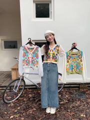 New Korean contrasting casual sweet chiffon shirt