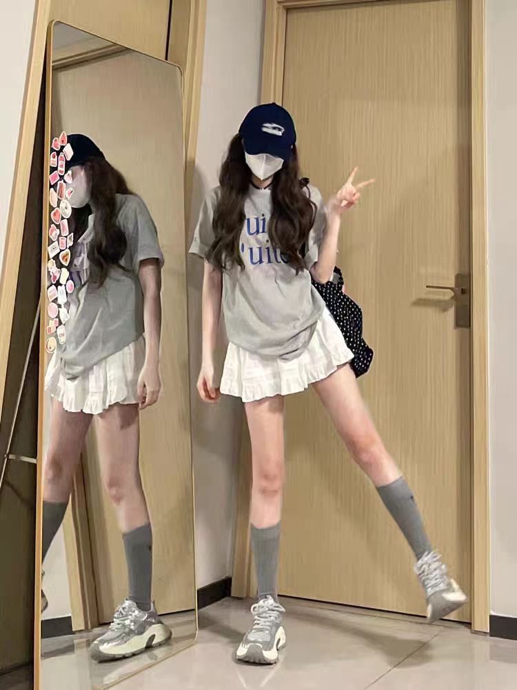 200g combed and tight-fitting sprinkler, pure cotton backpack, spring and summer loose shoulder printed short-sleeved T-shirt