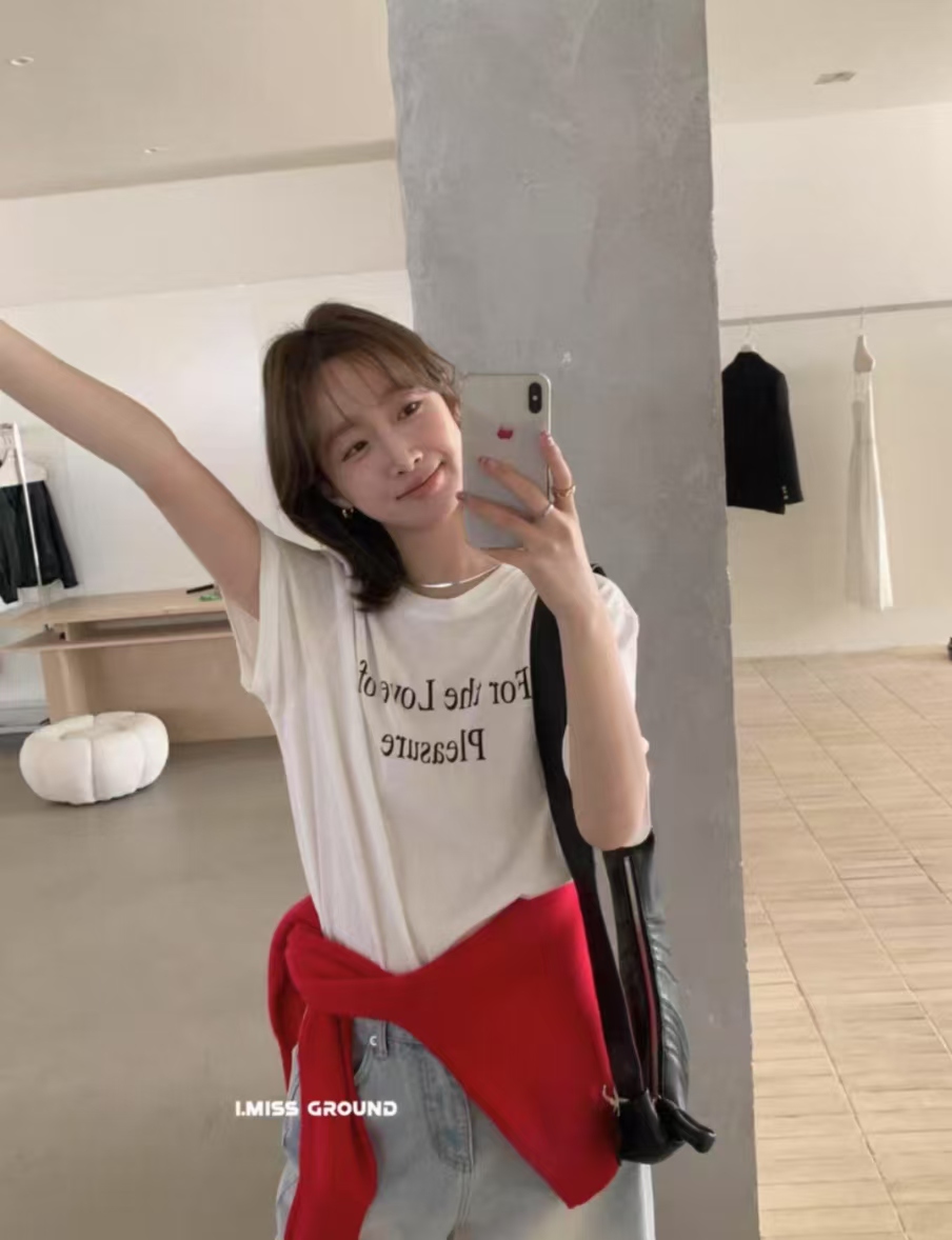 200g combed and tight-fitting sprinkler, pure cotton backpack, spring and summer loose shoulder printed short-sleeved T-shirt