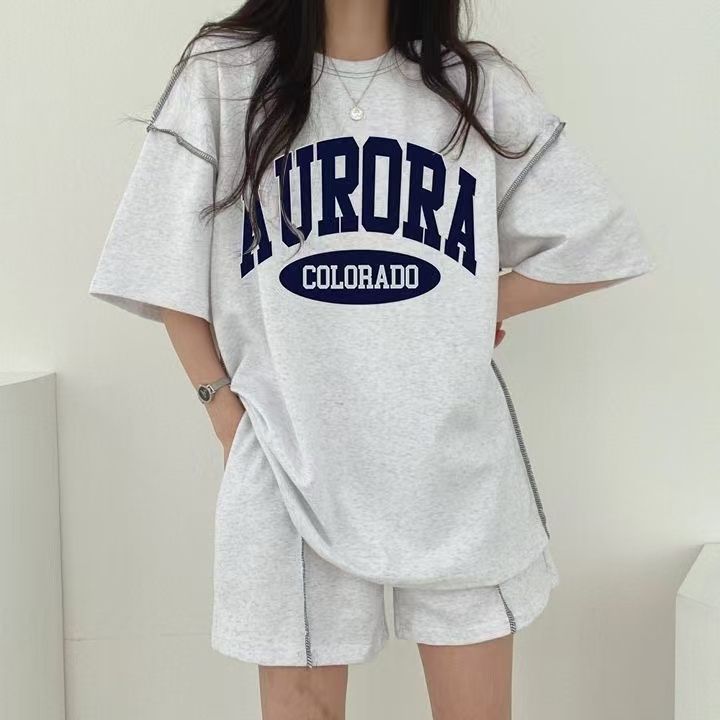 韓版運動服套裝女夏季2025新款短袖短褲校園風可愛少女跑步兩件
