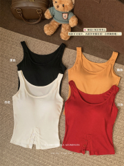 Real-life 25-year new solid color U-neck inner strap vest hot girl versatile slim fit top