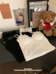 Real photos of pure desire lace neck halter vest with chest pad slim short inner top