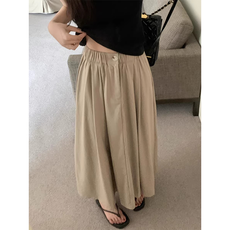Retro pleated skirt for women in summer new style for small work clothes puffy skirt high waist slim loose casual umbrella skirt