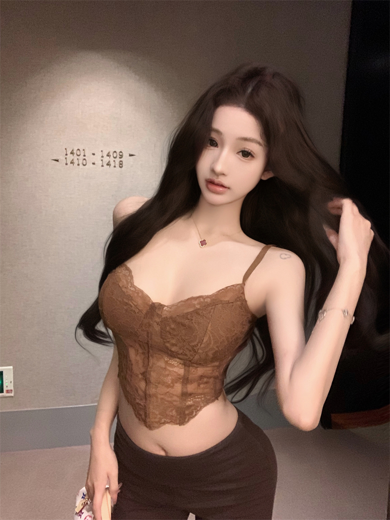 實拍~蕾絲吊帶背心女春夏新款修身顯瘦內搭外穿上衣