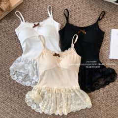 純欲風性感蕾絲花邊拼接打底吊帶背心女春夏修身顯瘦內搭上衣