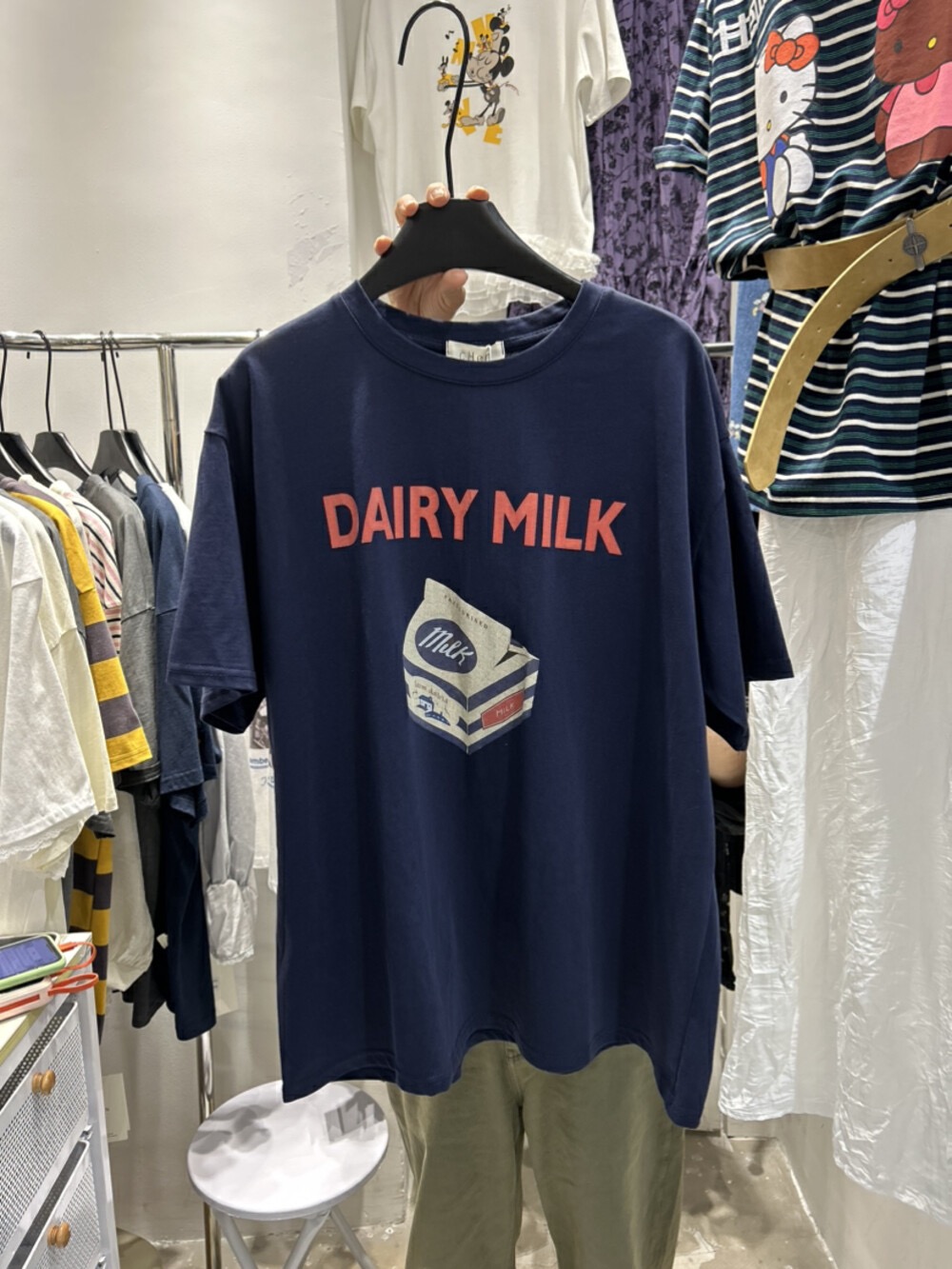 200g combed and tight-fitting sprinkler, pure cotton backpack, spring and summer loose shoulder printed short-sleeved T-shirt