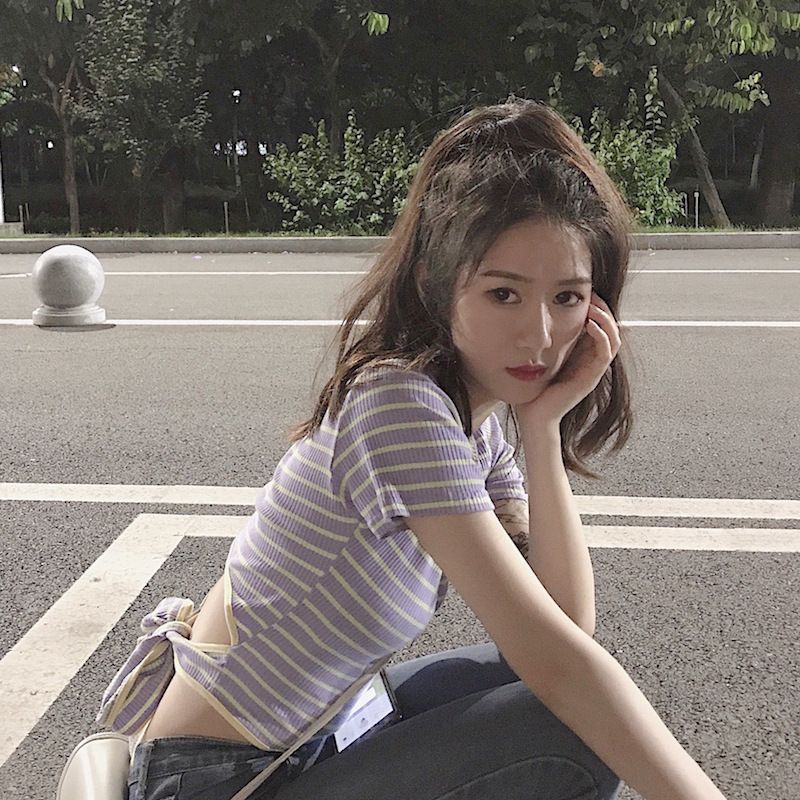 外貿原版新款韓版辣妹露背條紋短袖T恤女夏季短款綁帶上衣