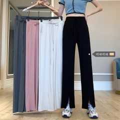2025 spring clothing new large-size wide-leg pants for women's spring and summer high-waist casual pants loose straight-leg drooping pants