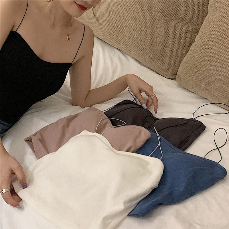 油畫-滌綸 走量辣妹美背自帶胸墊吊帶背心內搭打底無袖上衣