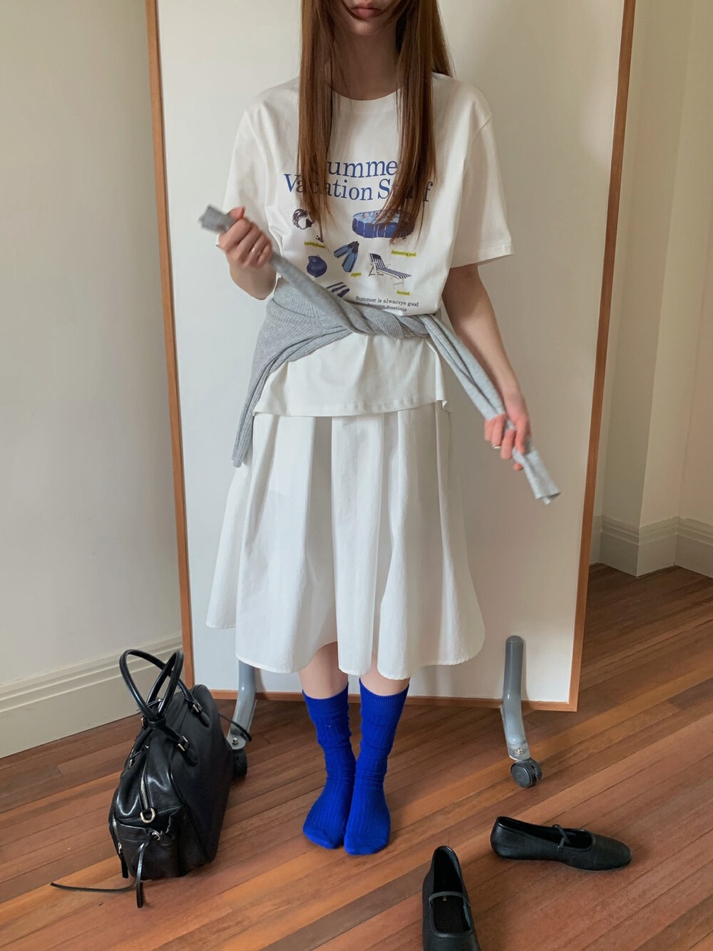 200g combed and tight spun in 2025, pure cotton back bag strip, spring and summer loose shoulder printed short-sleeved T-shirt