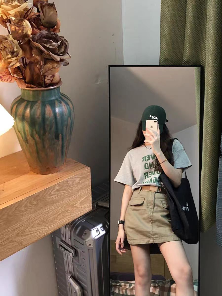 200g combed and tight-fitting sprinkler, pure cotton backpack, spring and summer loose shoulder printed short-sleeved T-shirt