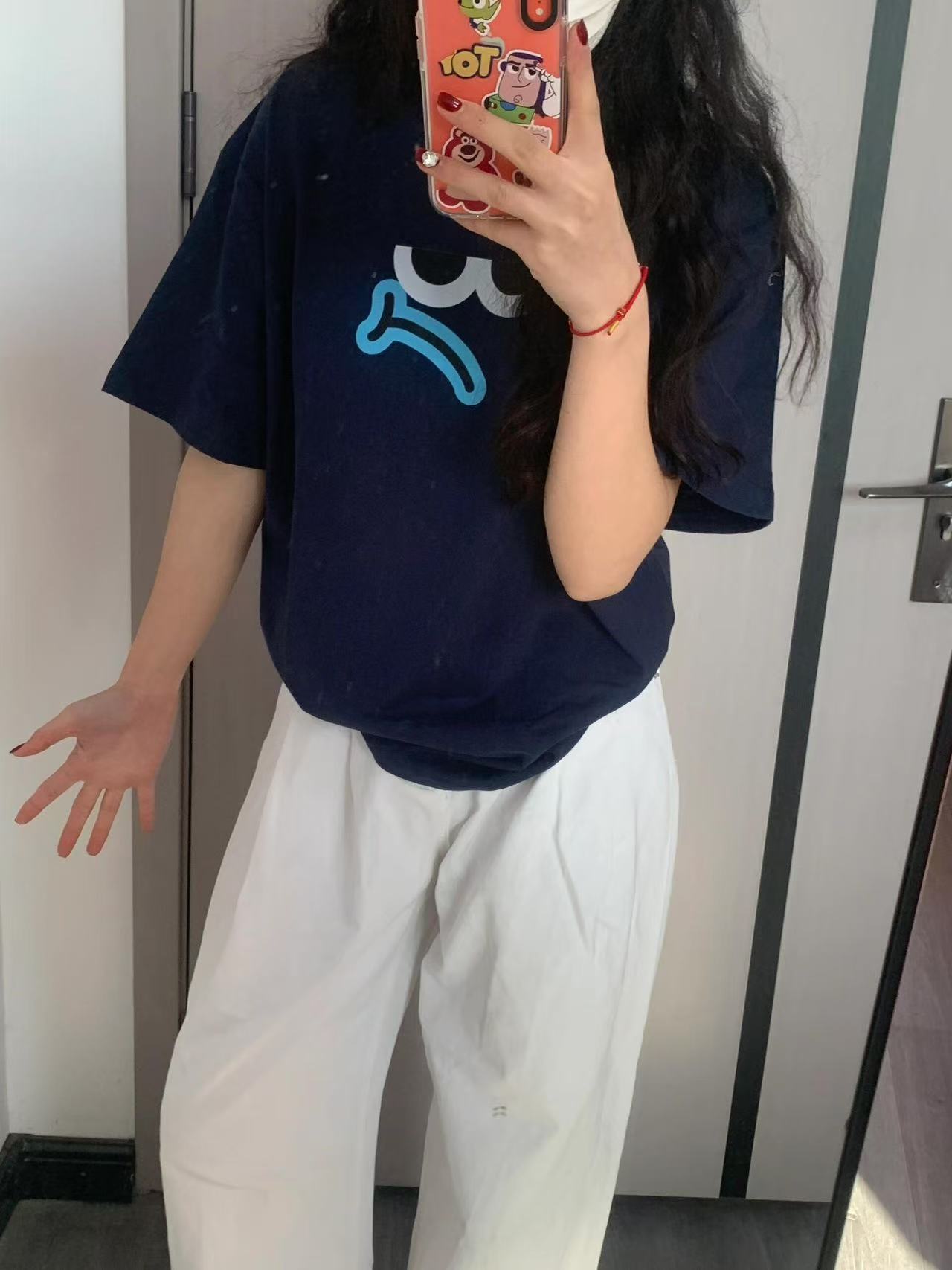 200g combed and tight-fitting sprinkler, pure cotton backpack, spring and summer loose shoulder printed short-sleeved T-shirt