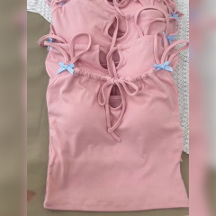 Dopamine pink pure sexy straps and beautiful suspender vest for women in summer wear outside and inside, super beautiful sleeveless top