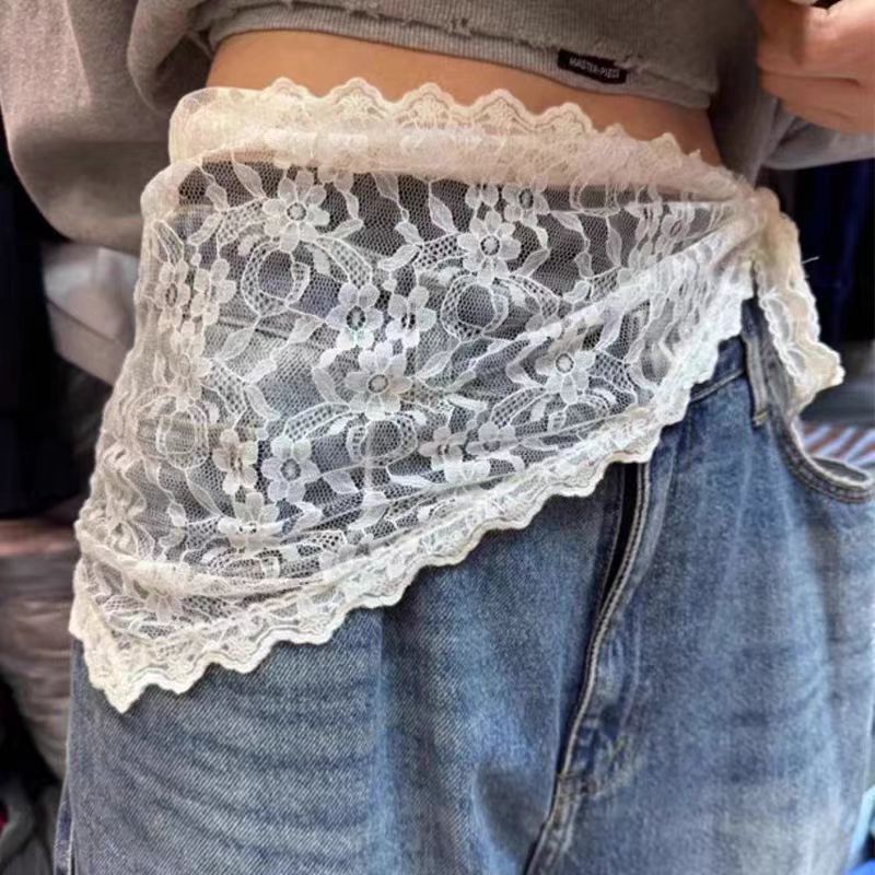 時尚百搭拼接系帶新款裝飾三角形屁簾圍裙女