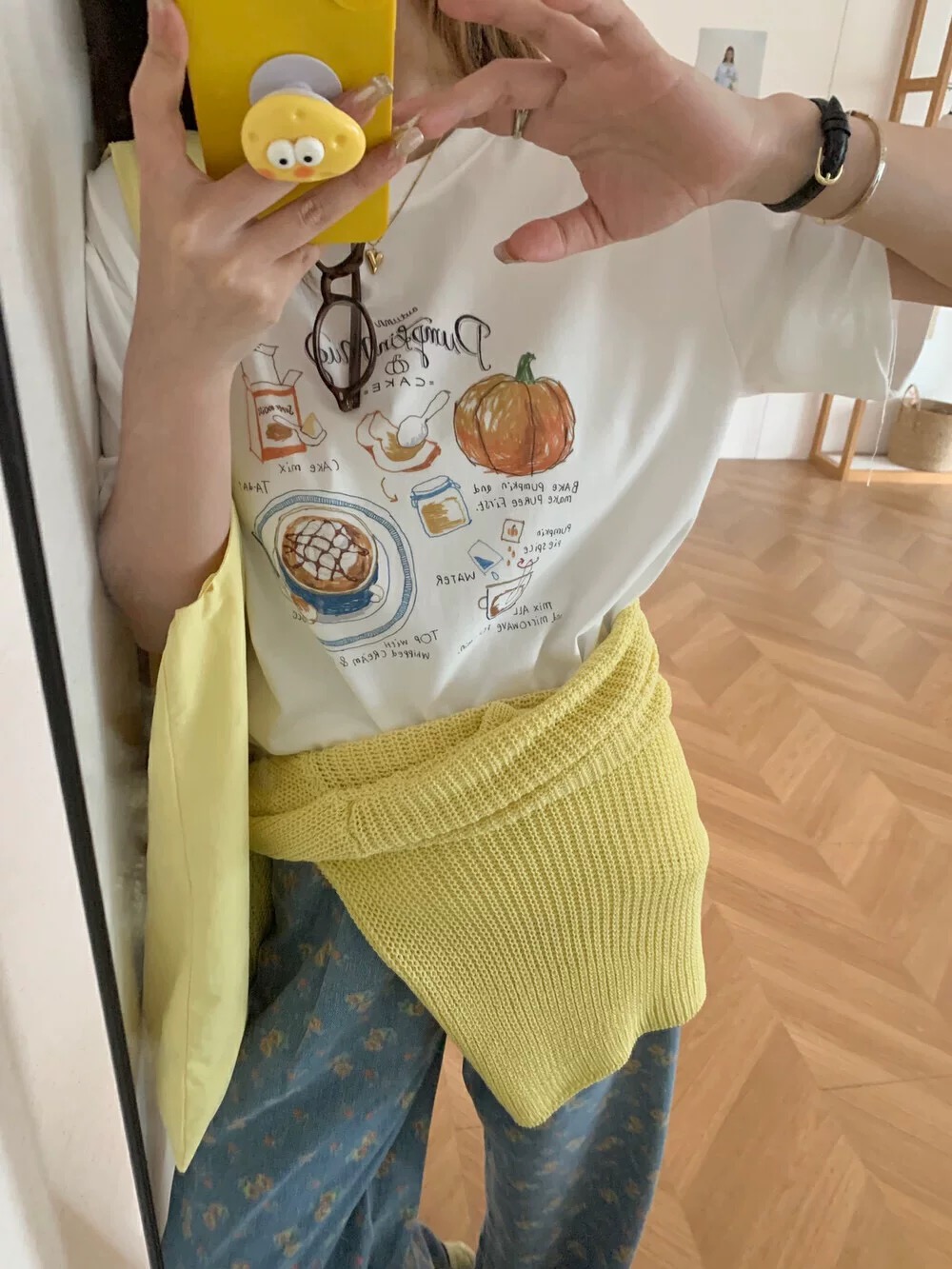 200g combed and tight-fitting sprinkler, pure cotton backpack, spring and summer loose shoulder printed short-sleeved T-shirt