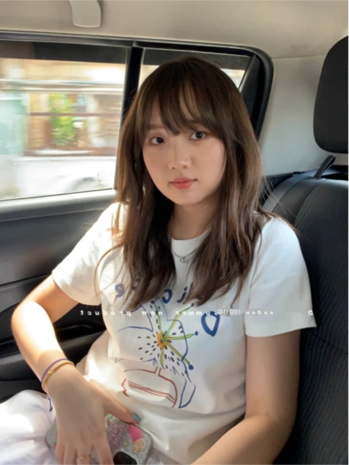 Printed front shoulder short-sleeved T-shirt for women in summer new niche American pure cotton slim T-shirt top