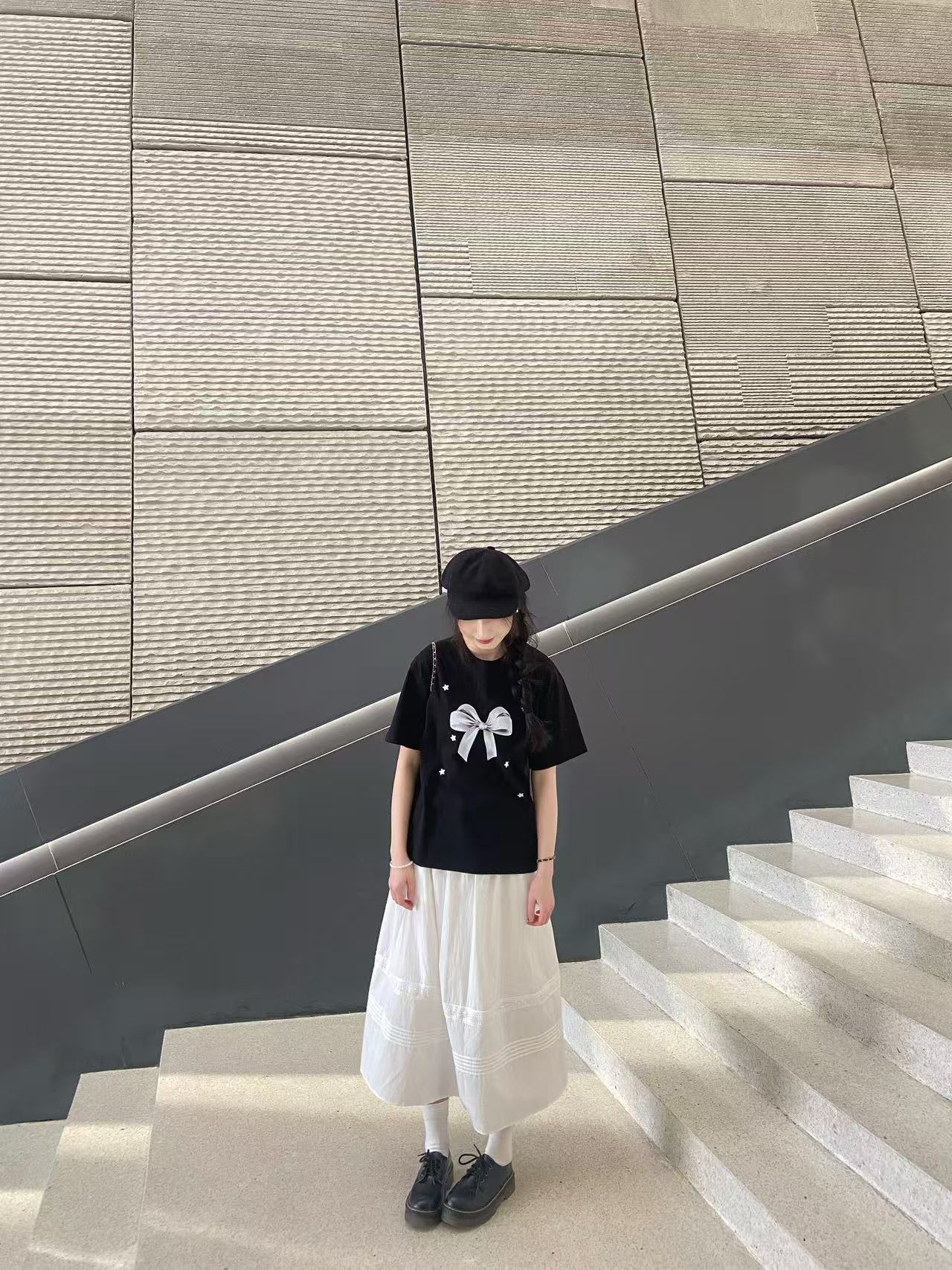 200g combed and tight spun in 2025, pure cotton back bag strip, spring and summer loose shoulder printed short-sleeved T-shirt