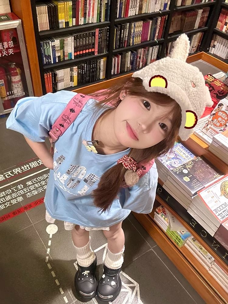 200g combed and tight spun in 2025, pure cotton back bag strip, spring and summer loose shoulder printed short-sleeved T-shirt