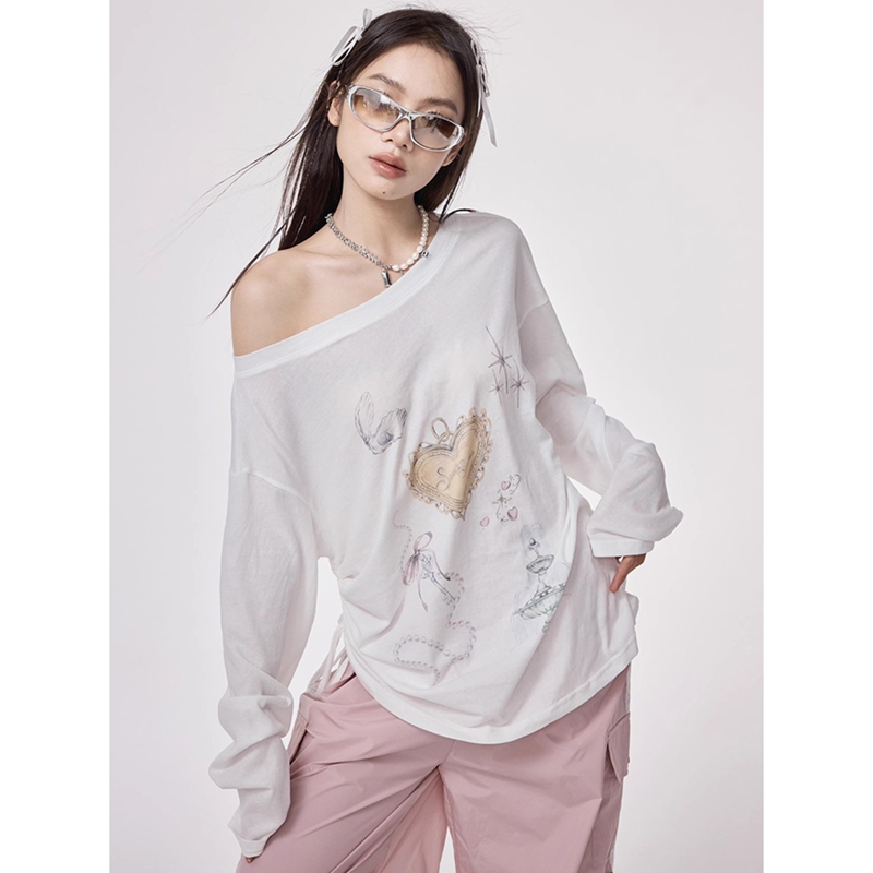 Korean simple college style loose long-sleeved T-shirt in summer new loose sunscreen shirt temperament lazy top for women