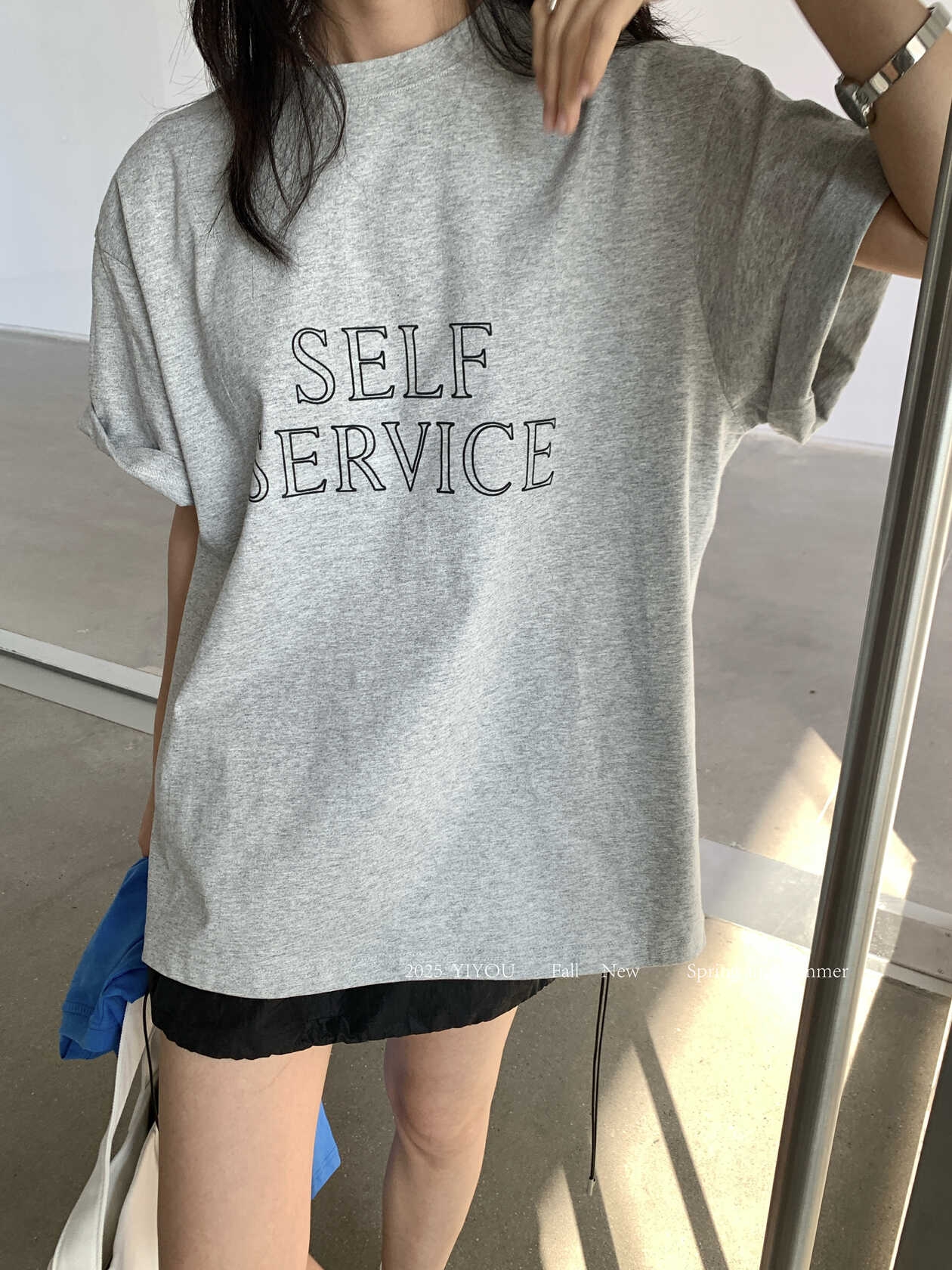 200g combed and tight-fitting sprinkler, pure cotton backpack, spring and summer loose shoulder printed short-sleeved T-shirt