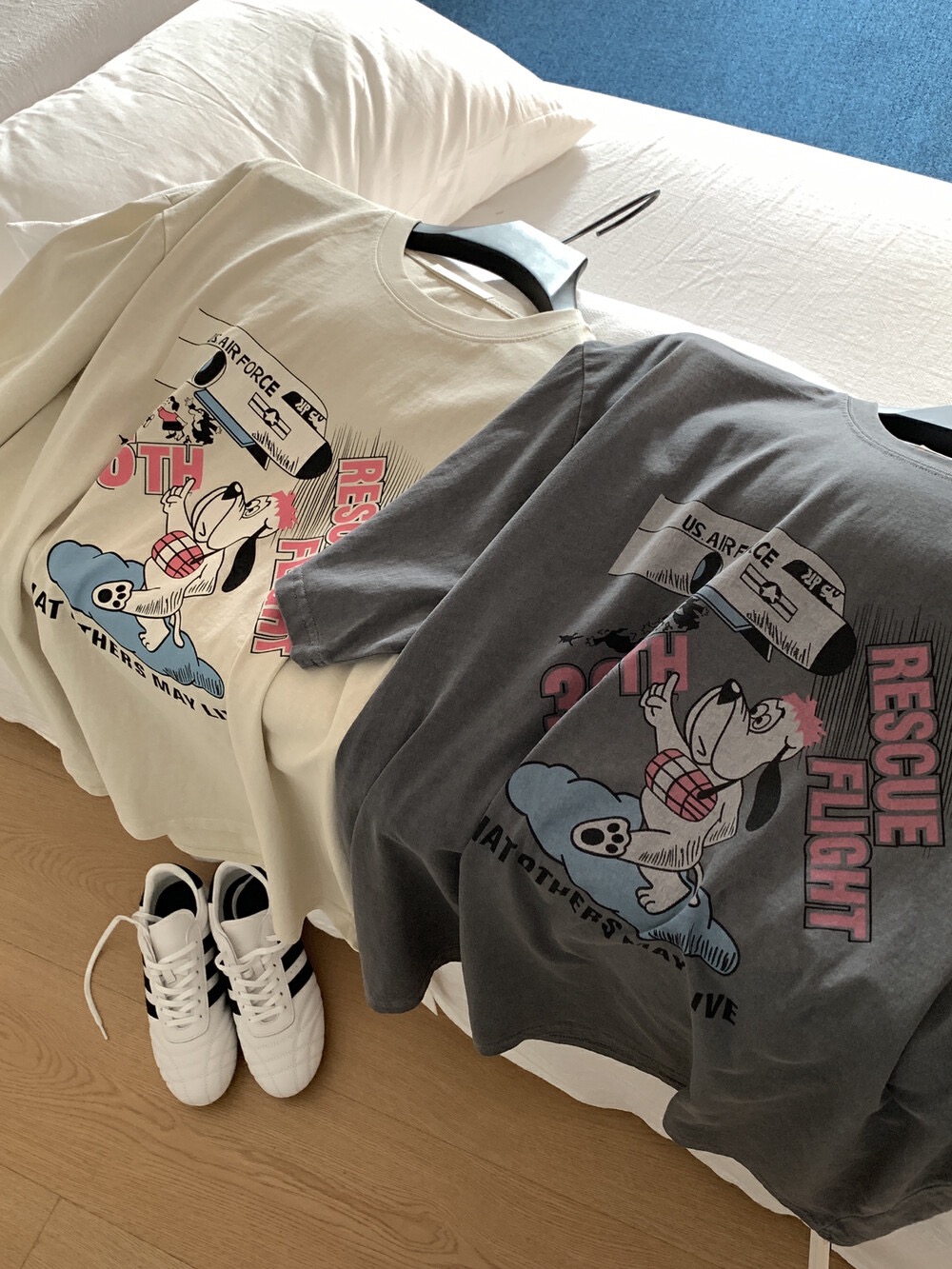 200g combed and tight spun in 2025, pure cotton back bag strip, spring and summer loose shoulder printed short-sleeved T-shirt