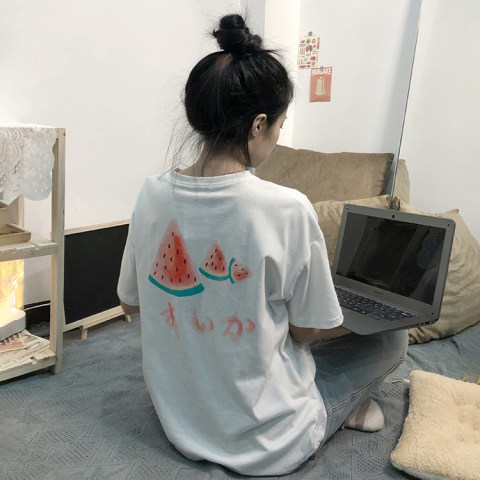 外貿原版短袖t恤女夏季新款韓版寬鬆日系古着小個子別致上衣ins潮