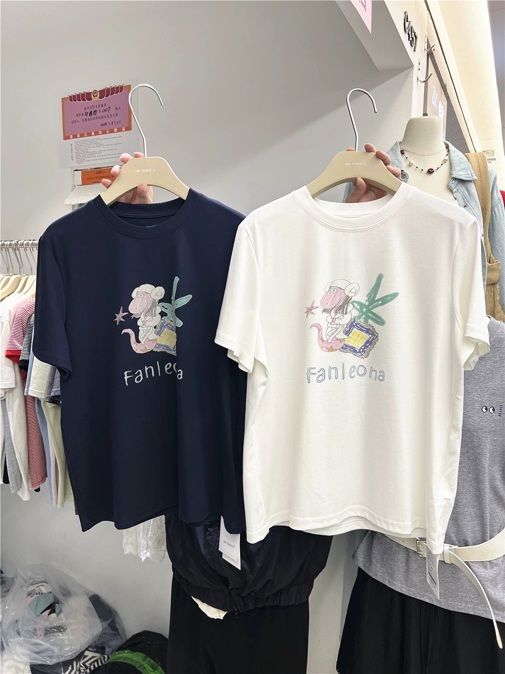 200g combed and tight-fitting sprinkler, pure cotton backpack, spring and summer loose shoulder printed short-sleeved T-shirt