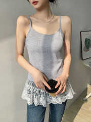 Lace spliced ​​suspender vest for women with inner wear 2025 spring and autumn layered sleeveless outer bottoming shirt top versatile new style