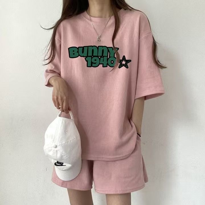 韓版運動服套裝女夏季2025新款短袖短褲校園風可愛少女跑步兩件