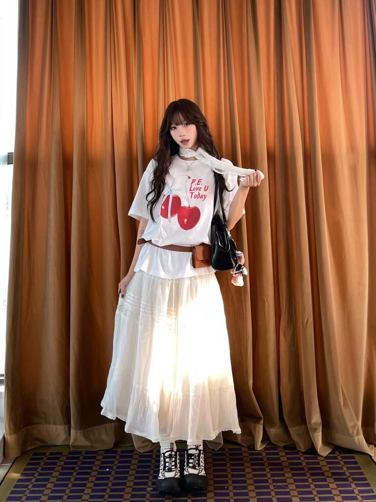 200g combed and tight spun in 2025, pure cotton back bag strip, spring and summer loose shoulder printed short-sleeved T-shirt