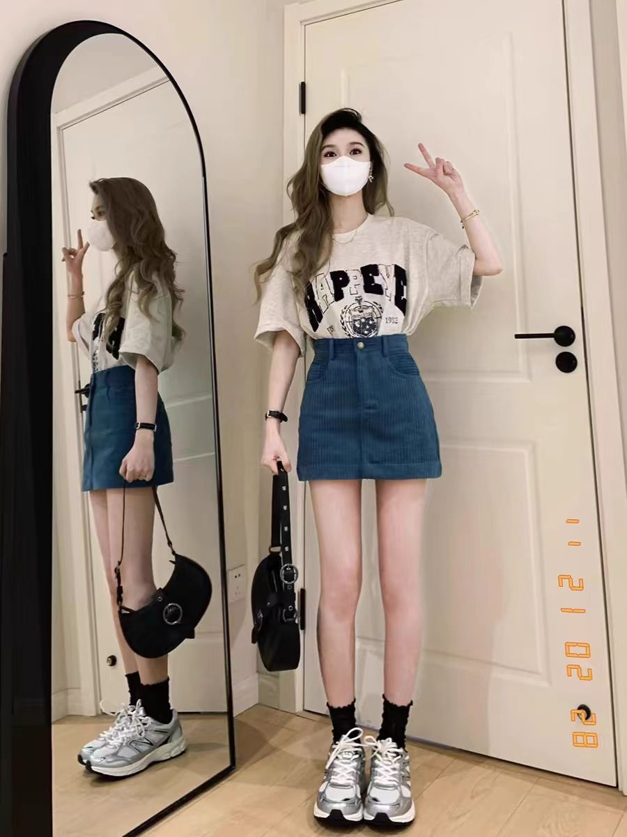 200g combed and tight-fitting sprinkler, pure cotton backpack, spring and summer loose shoulder printed short-sleeved T-shirt