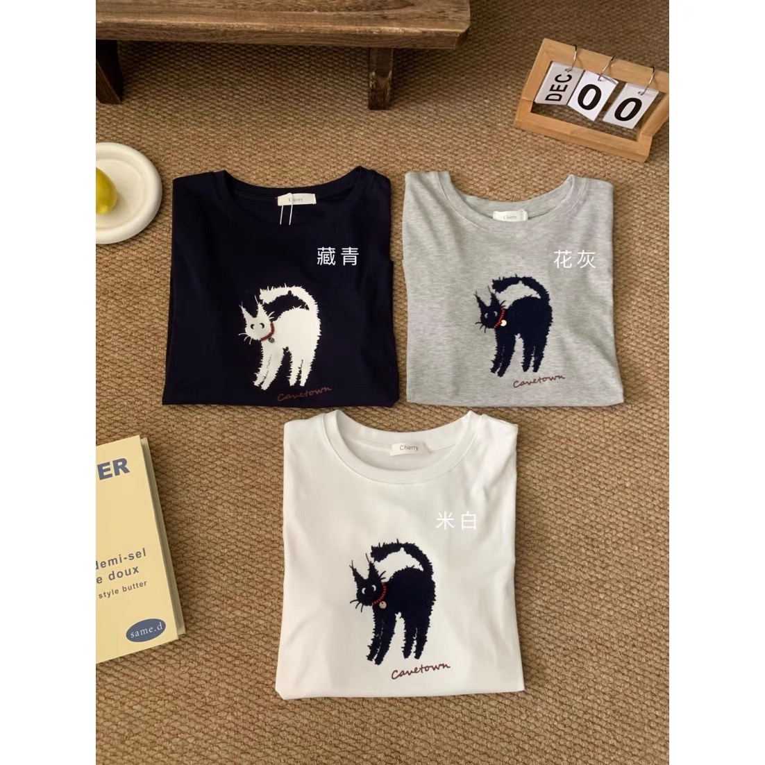 Printed front shoulder short-sleeved T-shirt for women in summer new niche American pure cotton slim T-shirt top